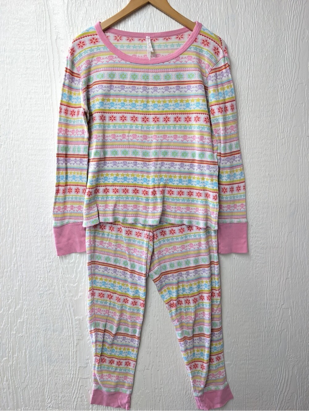 Vtg Rare Y2K Victoria's Secret Fair Isle Thermal Pajamas Long Johns Skulls Med